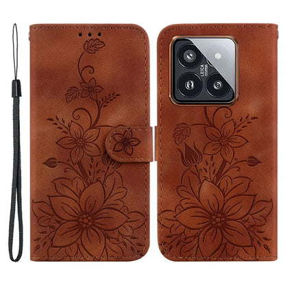 For Xiaomi 14 Pro Wallet Case Flower Imprinted Phone Cover