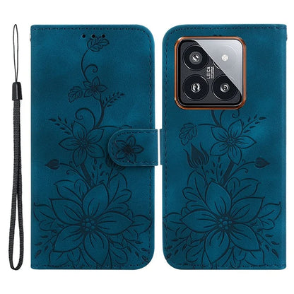For Xiaomi 14 Pro Wallet Case Flower Imprinted Phone Cover