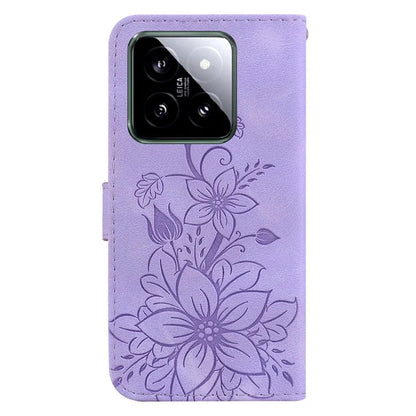 For Xiaomi 14 Leather Case Wallet Phone Cover Flower Pattern