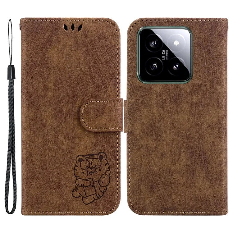 For Xiaomi 14 Case Tiger Pattern PU Leather Wallet Phone Cover