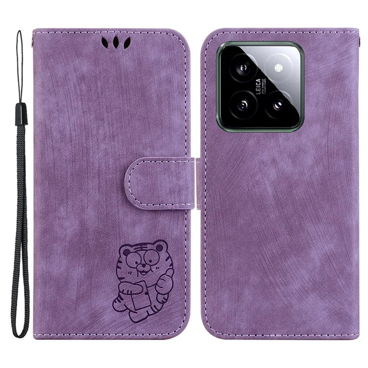 For Xiaomi 14 Case Tiger Pattern PU Leather Wallet Phone Cover