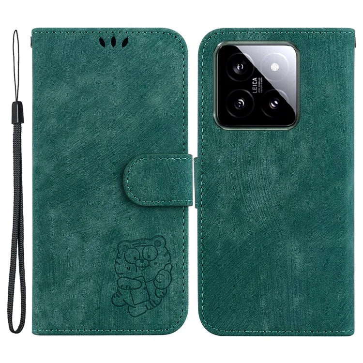 For Xiaomi 14 Case Tiger Pattern PU Leather Wallet Phone Cover