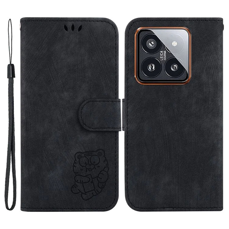 For Xiaomi 14 Pro Case Tiger Pattern Imprinted Leather Wallet Cover
