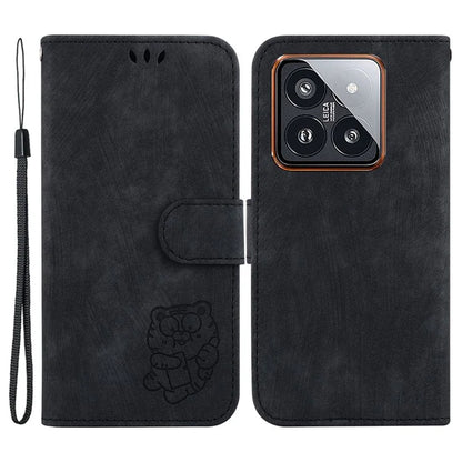 For Xiaomi 14 Pro Case Tiger Pattern Imprinted Leather Wallet Cover