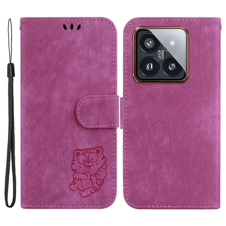 For Xiaomi 14 Pro Case Tiger Pattern Imprinted Leather Wallet Cover