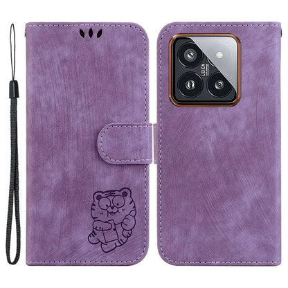 For Xiaomi 14 Pro Case Tiger Pattern Imprinted Leather Wallet Cover