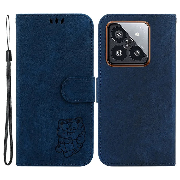 For Xiaomi 14 Pro Case Tiger Pattern Imprinted Leather Wallet Cover