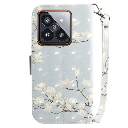 For Xiaomi 14 Pro Phone Case with Strap 3D Pattern Leather Cover