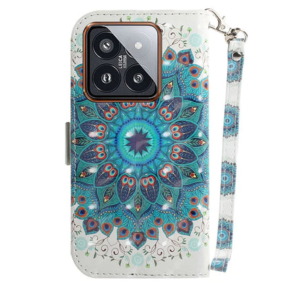 For Xiaomi 14 Pro Phone Case with Strap 3D Pattern Leather Cover