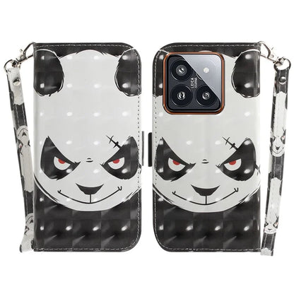 For Xiaomi 14 Pro Phone Case with Strap 3D Pattern Leather Cover