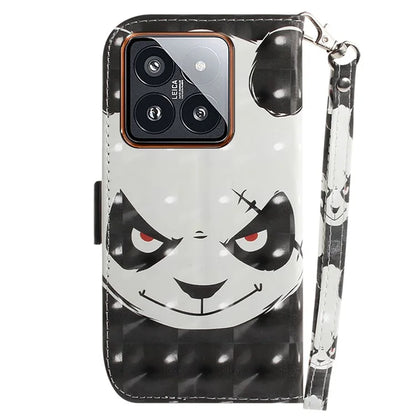 For Xiaomi 14 Pro Phone Case with Strap 3D Pattern Leather Cover