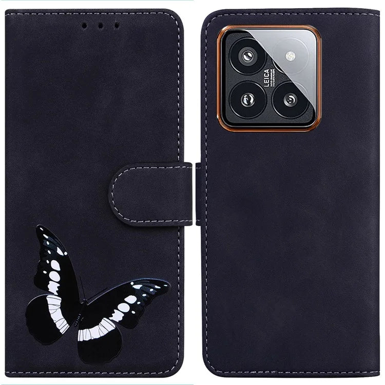 For Xiaomi 14 Pro Wallet Phone Case Butterfly Pattern Leather Cover