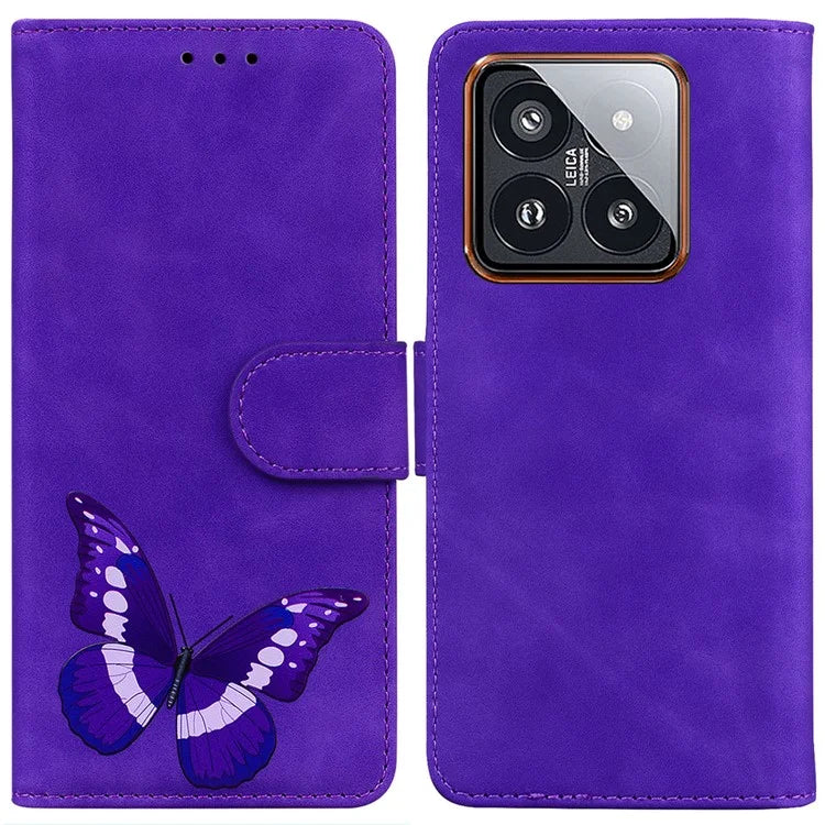 For Xiaomi 14 Pro Wallet Phone Case Butterfly Pattern Leather Cover