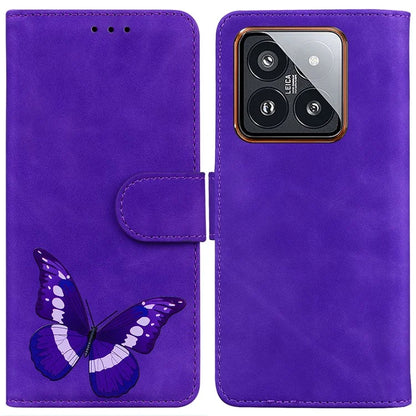 For Xiaomi 14 Pro Wallet Phone Case Butterfly Pattern Leather Cover