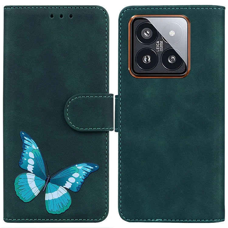 For Xiaomi 14 Pro Wallet Phone Case Butterfly Pattern Leather Cover