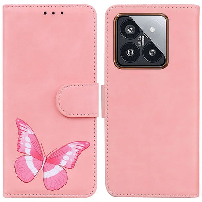 For Xiaomi 14 Pro Wallet Phone Case Butterfly Pattern Leather Cover