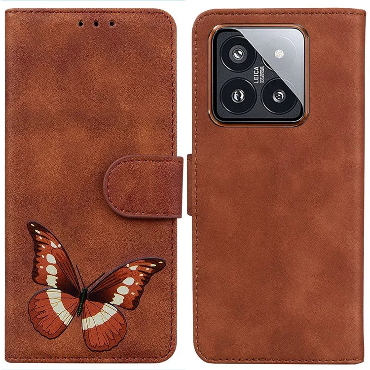 For Xiaomi 14 Pro Wallet Phone Case Butterfly Pattern Leather Cover