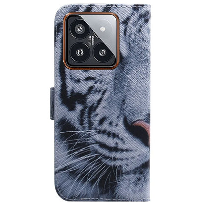 For Xiaomi 14 Pro Phone Case PU Leather Wallet Cover Pattern Printing