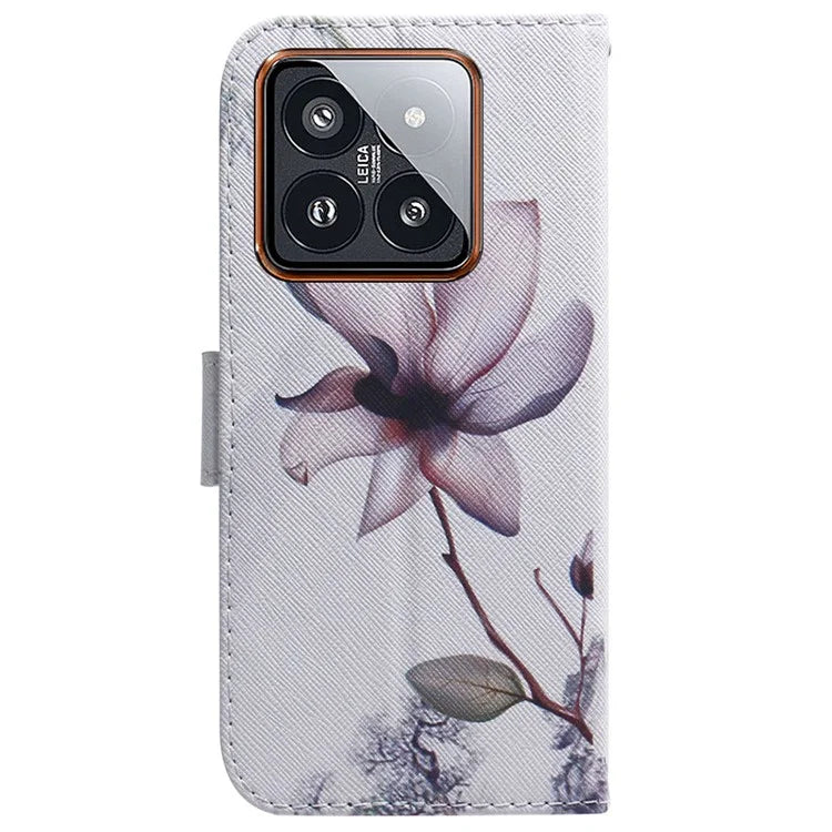 For Xiaomi 14 Pro Phone Case PU Leather Wallet Cover Pattern Printing