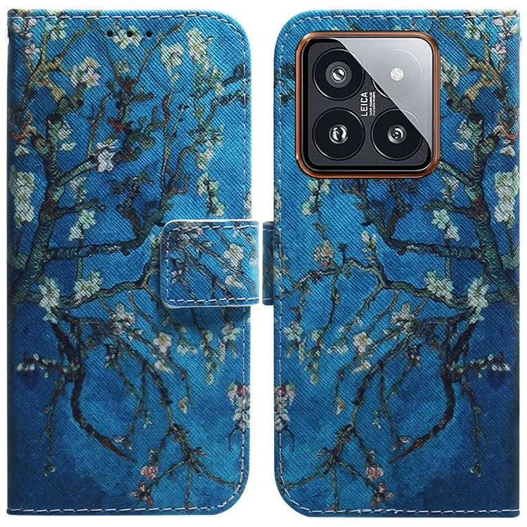 For Xiaomi 14 Pro Phone Case PU Leather Wallet Cover Pattern Printing