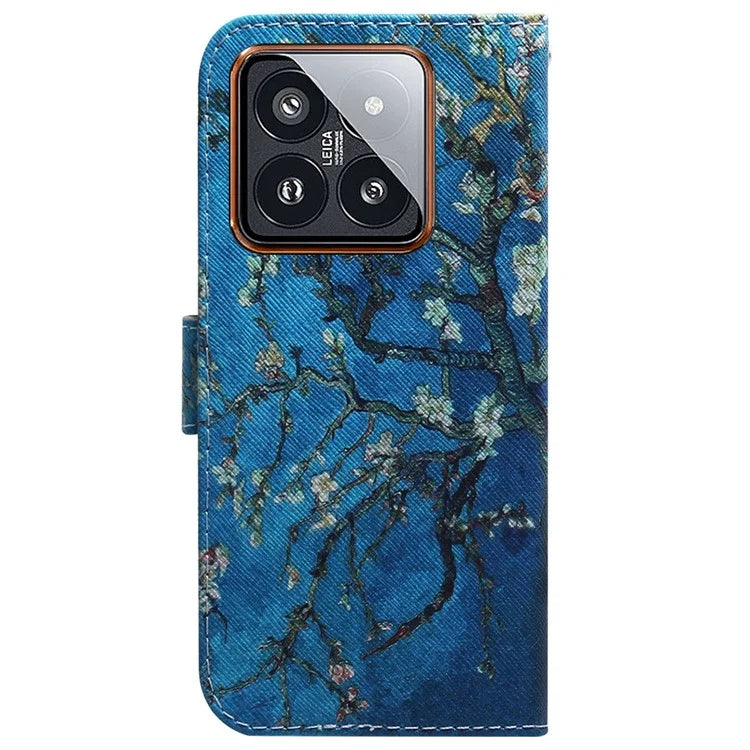 For Xiaomi 14 Pro Phone Case PU Leather Wallet Cover Pattern Printing