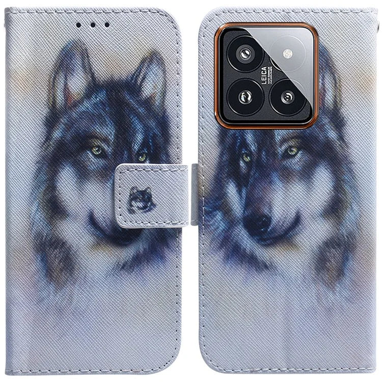 For Xiaomi 14 Pro Phone Case PU Leather Wallet Cover Pattern Printing