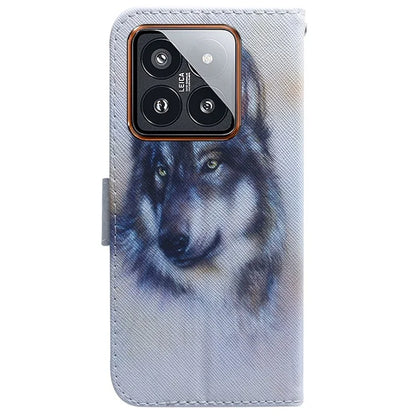 For Xiaomi 14 Pro Phone Case PU Leather Wallet Cover Pattern Printing
