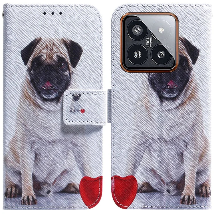 For Xiaomi 14 Pro Phone Case PU Leather Wallet Cover Pattern Printing