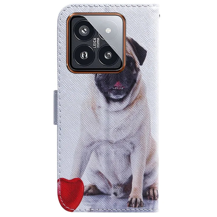 For Xiaomi 14 Pro Phone Case PU Leather Wallet Cover Pattern Printing