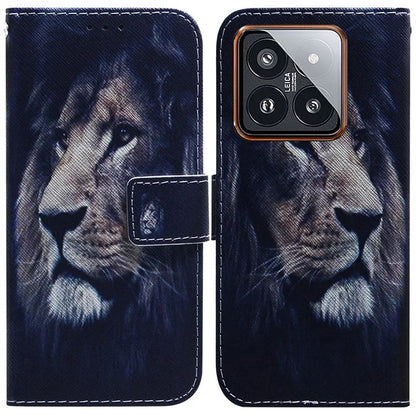 For Xiaomi 14 Pro Phone Case PU Leather Wallet Cover Pattern Printing