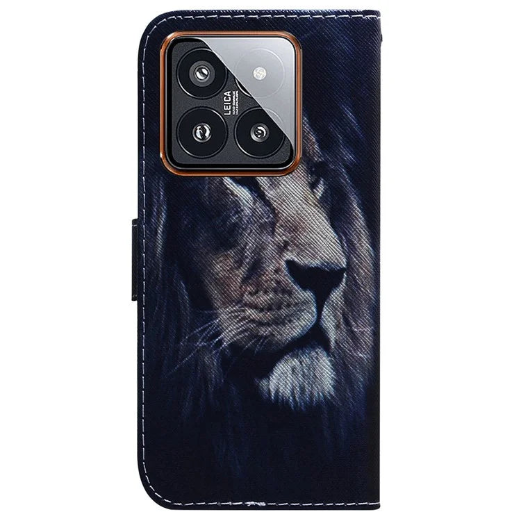 For Xiaomi 14 Pro Phone Case PU Leather Wallet Cover Pattern Printing
