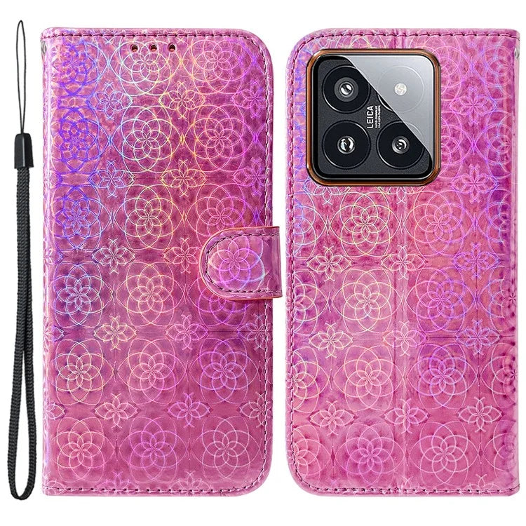For Xiaomi 14 Pro Cell Phone Case Dazzling Flower Pattern  Anti-Scratch Cover