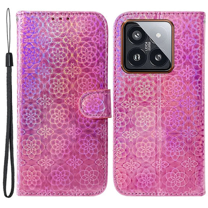 For Xiaomi 14 Pro Cell Phone Case Dazzling Flower Pattern  Anti-Scratch Cover