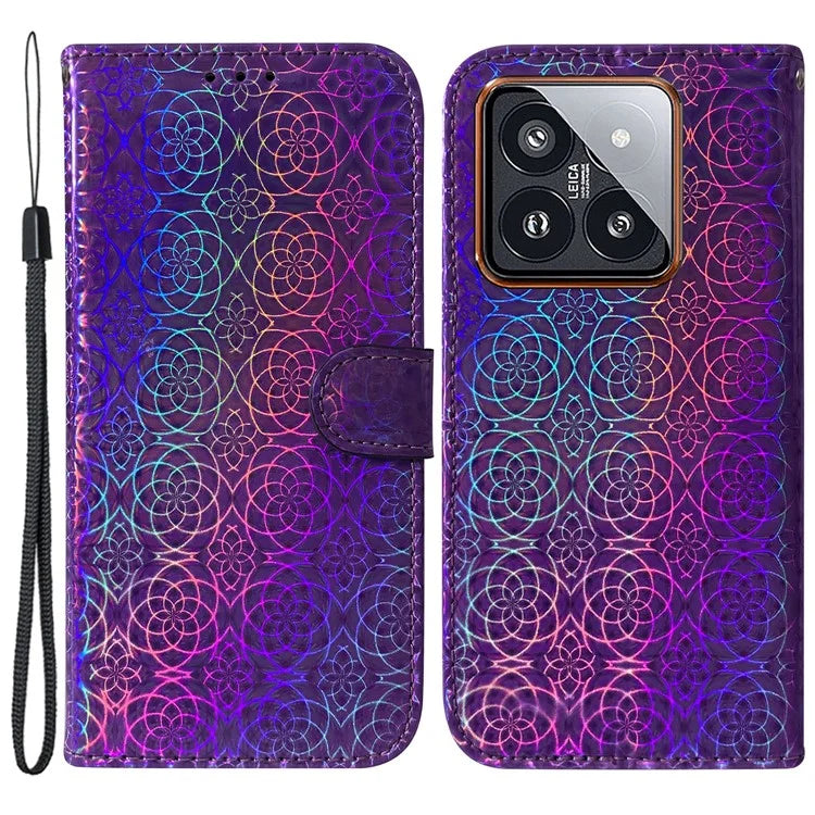 For Xiaomi 14 Pro Cell Phone Case Dazzling Flower Pattern  Anti-Scratch Cover