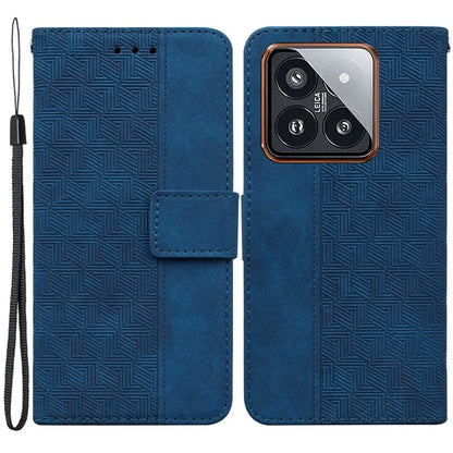For Xiaomi 14 Pro Wallet Case Geometry Pattern Shockproof Cell Phone Cover