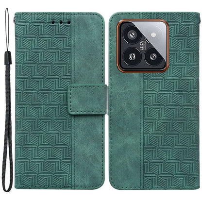 For Xiaomi 14 Pro Wallet Case Geometry Pattern Shockproof Cell Phone Cover