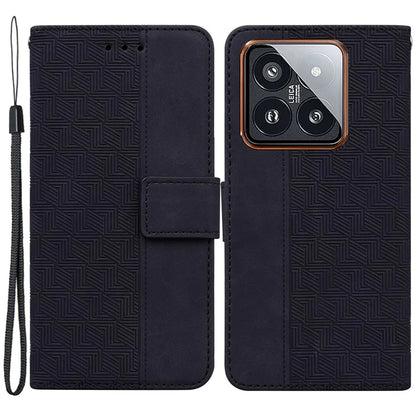 For Xiaomi 14 Pro Wallet Case Geometry Pattern Shockproof Cell Phone Cover
