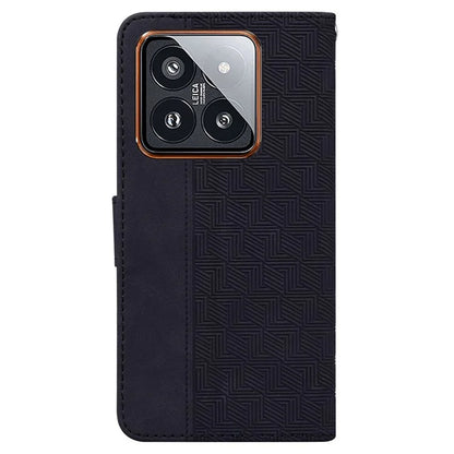 For Xiaomi 14 Pro Wallet Case Geometry Pattern Shockproof Cell Phone Cover