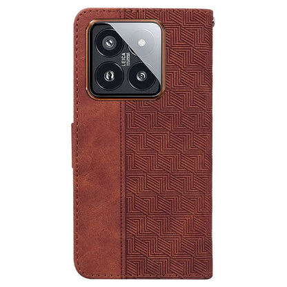 For Xiaomi 14 Pro Wallet Case Geometry Pattern Shockproof Cell Phone Cover