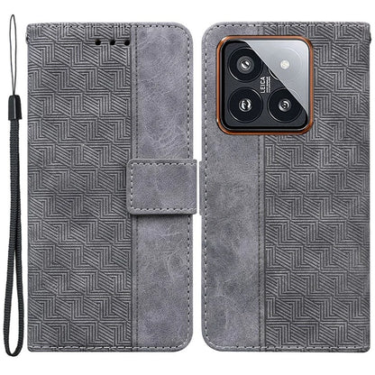 For Xiaomi 14 Pro Wallet Case Geometry Pattern Shockproof Cell Phone Cover