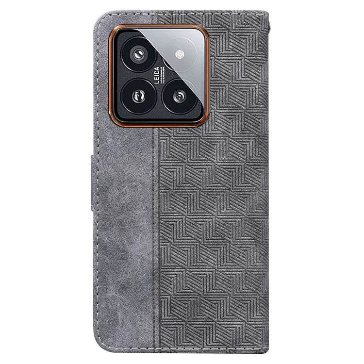 For Xiaomi 14 Pro Wallet Case Geometry Pattern Shockproof Cell Phone Cover