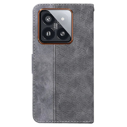 For Xiaomi 14 Pro Wallet Case Geometry Pattern Shockproof Cell Phone Cover
