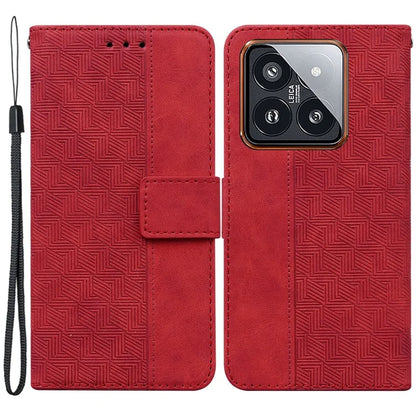 For Xiaomi 14 Pro Wallet Case Geometry Pattern Shockproof Cell Phone Cover