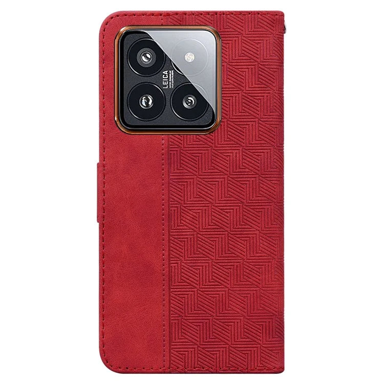 For Xiaomi 14 Pro Wallet Case Geometry Pattern Shockproof Cell Phone Cover