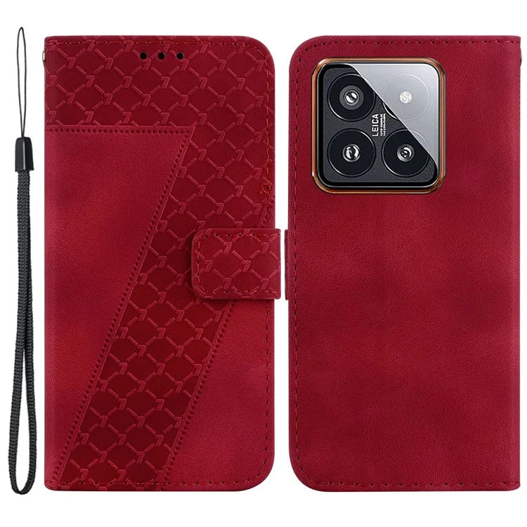 For Xiaomi 14 Pro Case 7-Shape Pattern Leather Protective Cover with Stand Wallet