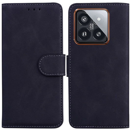 For Xiaomi 14 Pro Case Leather Solid Color Flip Stand Phone Cover