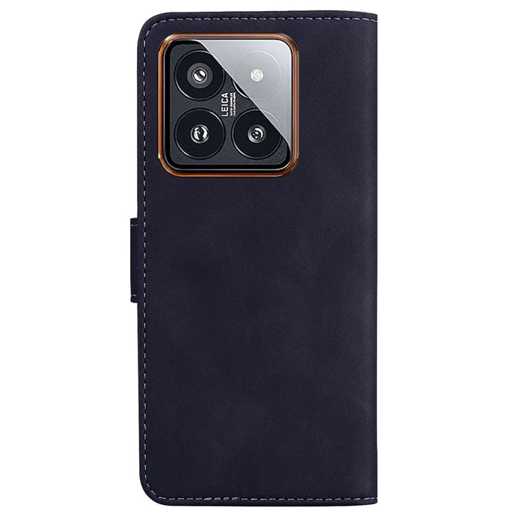 For Xiaomi 14 Pro Case Leather Solid Color Flip Stand Phone Cover