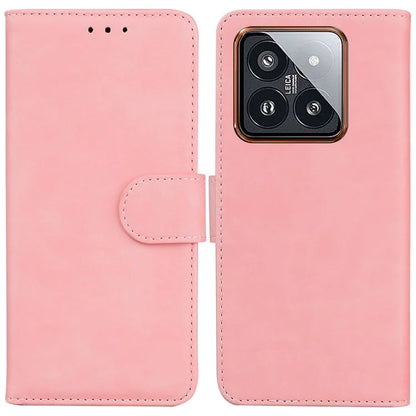 For Xiaomi 14 Pro Case Leather Solid Color Flip Stand Phone Cover