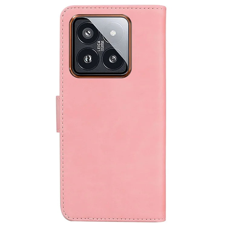 For Xiaomi 14 Pro Case Leather Solid Color Flip Stand Phone Cover