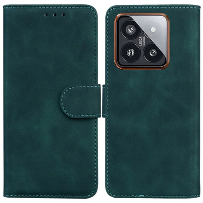 For Xiaomi 14 Pro Case Leather Solid Color Flip Stand Phone Cover